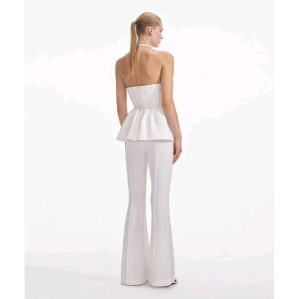 Self-Portrait White Crepe Jumpsuit Pants - Picture 2 of 10